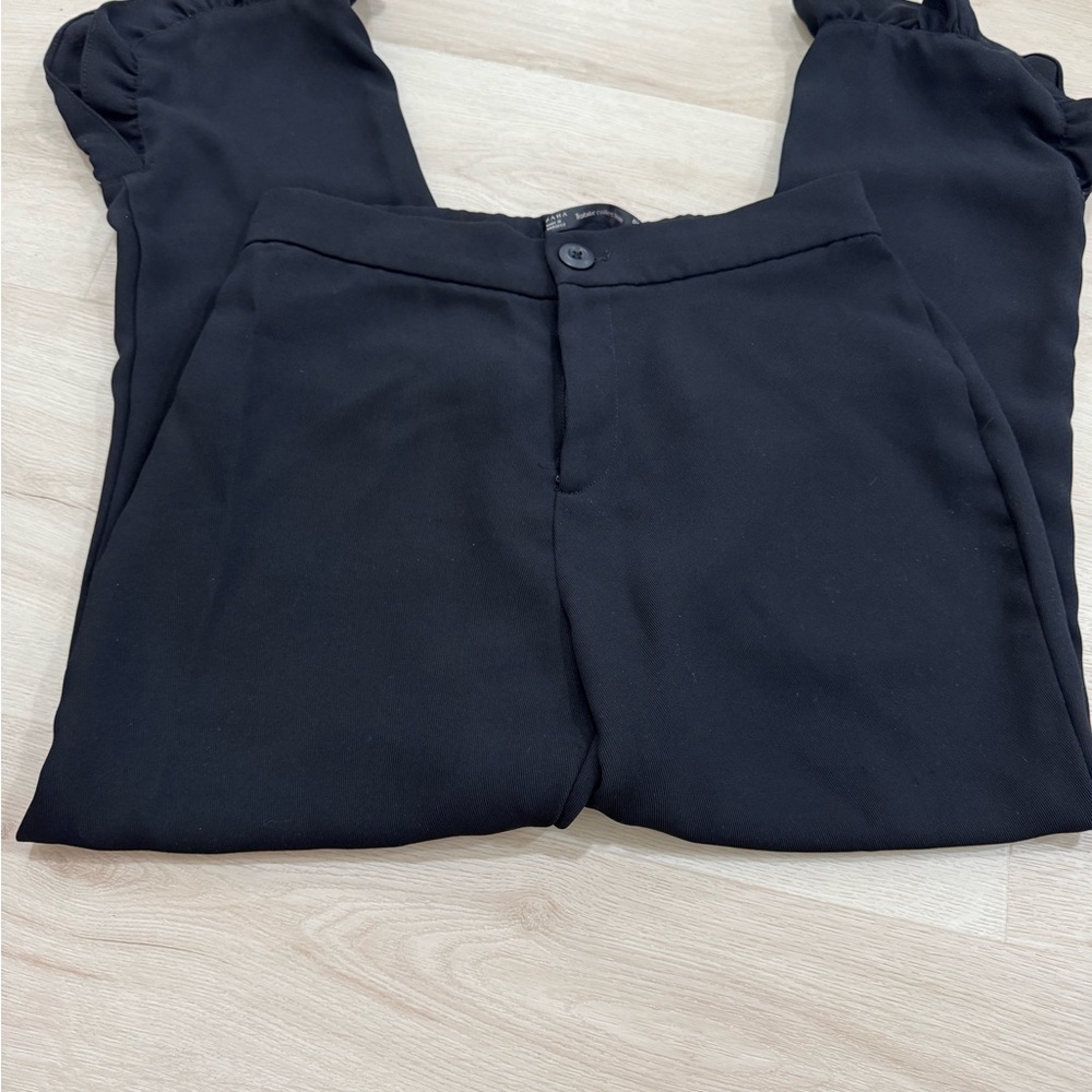 Zara Black Ruffle Hem Pants- Medium